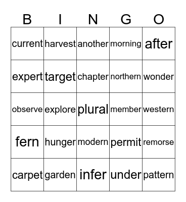 Unit 14 Bingo Card