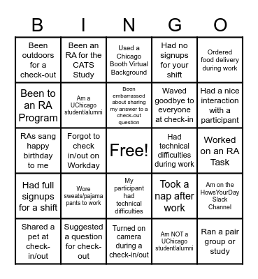 CDR BINGO Card