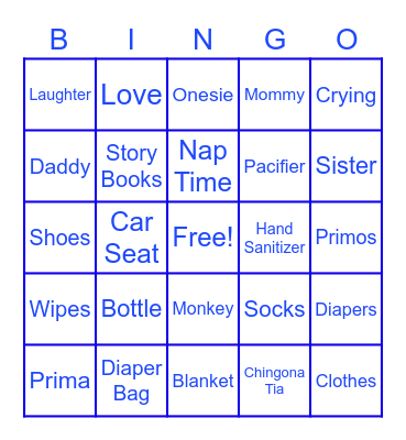 Baby Shower Bingo Card