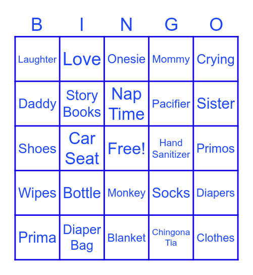 Baby Shower Bingo Card