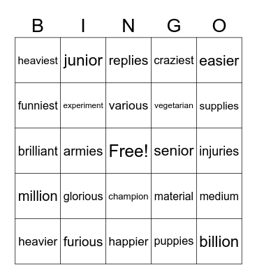 Links Bingo Card