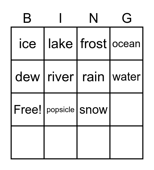 Water Bingo Card