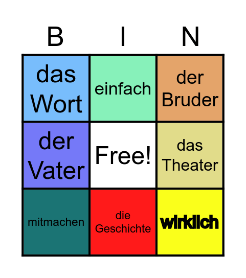 Deutsch Bingo Card