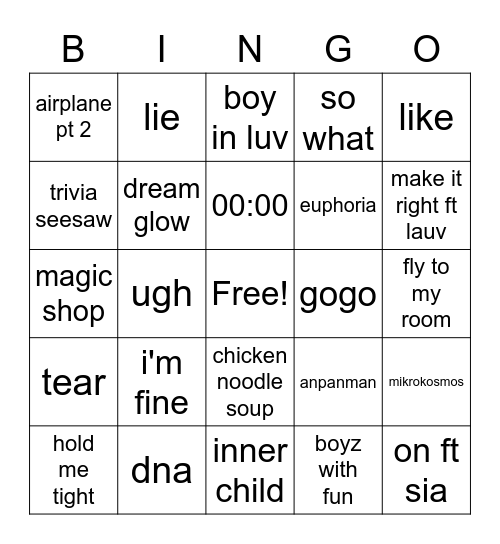 fbi Bingo Card