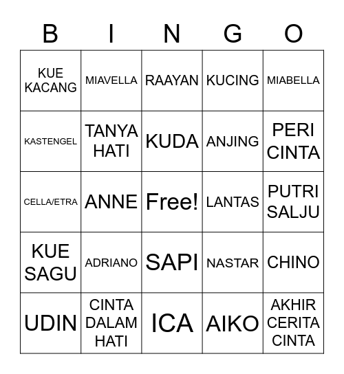 BINGO WITH ALLANO Bingo Card