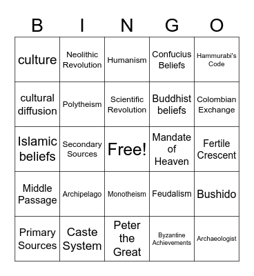 Global 9 Vocabulary Bingo Card