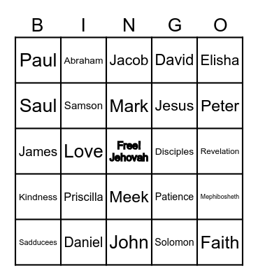 Bible Bingo Card