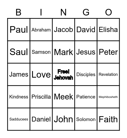 Bible Bingo Card