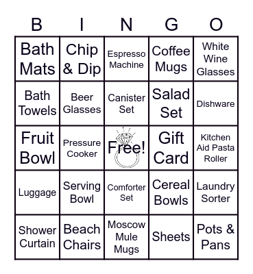 Amanda's Shower Bingo Card