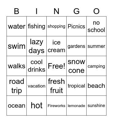 Summer Time! Bingo Card