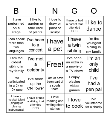 Picnic Bingo Card