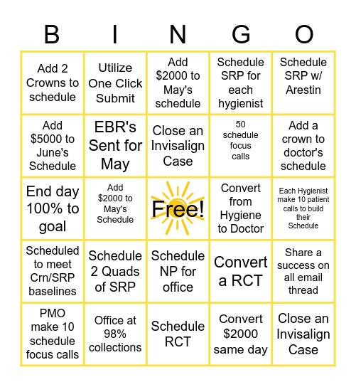 Sunshine Blitz Bingo Card