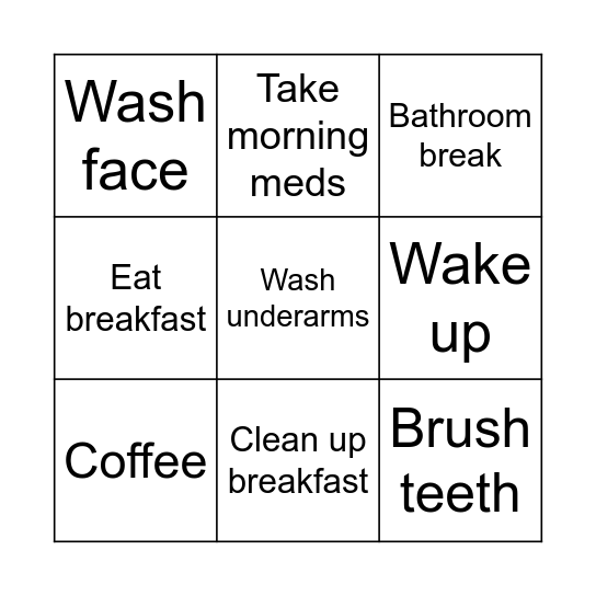 Tuesday Morning Bingo Card