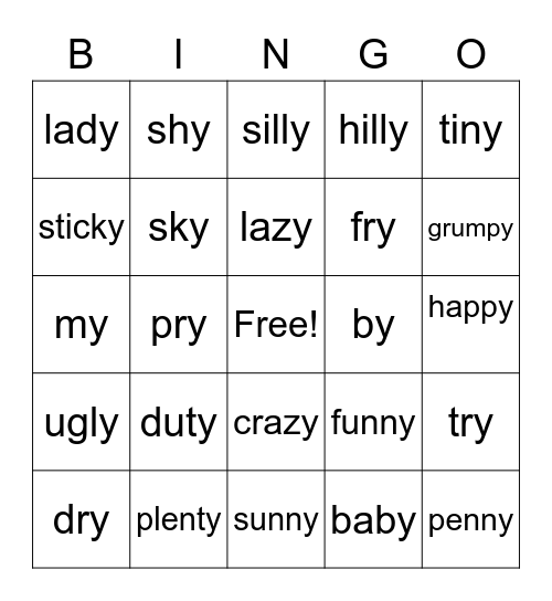2 sounds of y Bingo Card
