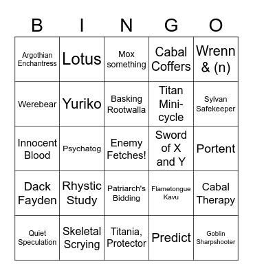 Dr Huckleberry's Bingo Card