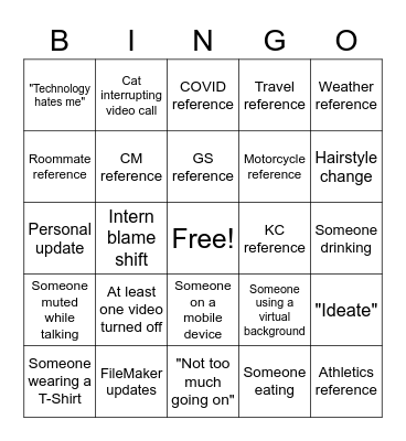 Virtual Meeting Bingo Card