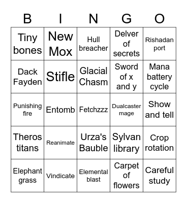 MH2 Bingo Card
