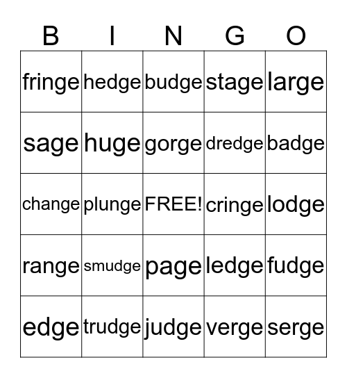 ge/dge Bingo Card