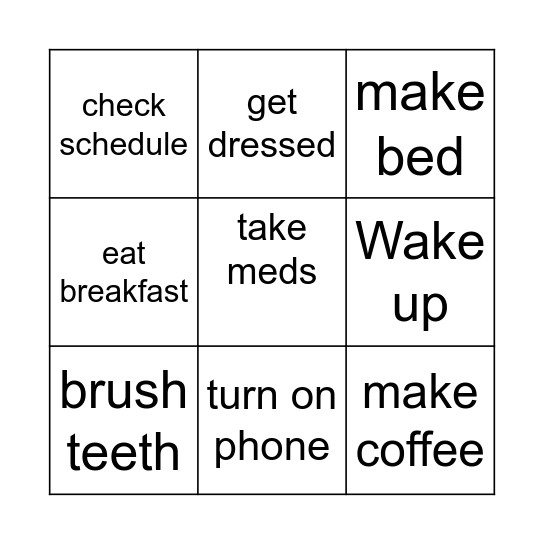 Next Monday Bingo Card