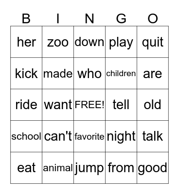 Word Wall Bingo#3 3/4/15 Bingo Card