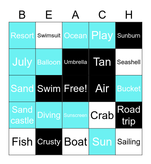 Summer Vacation Bingo Card