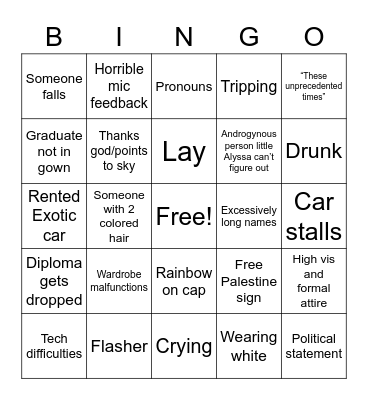 Graduation bingo Card