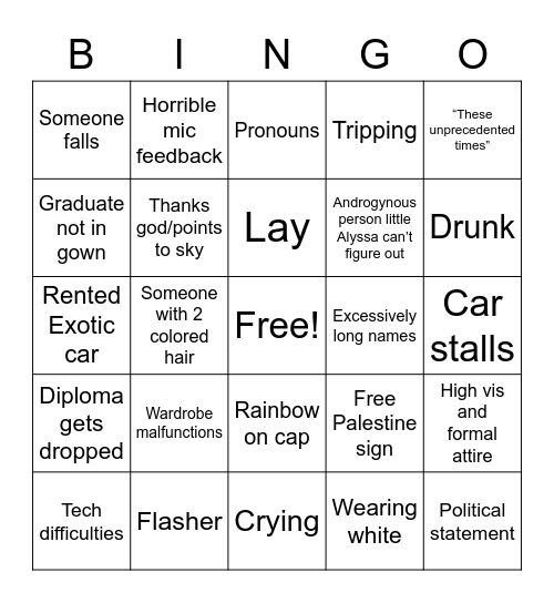 Graduation bingo Card