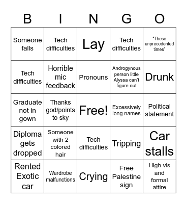 Graduation bingo Card