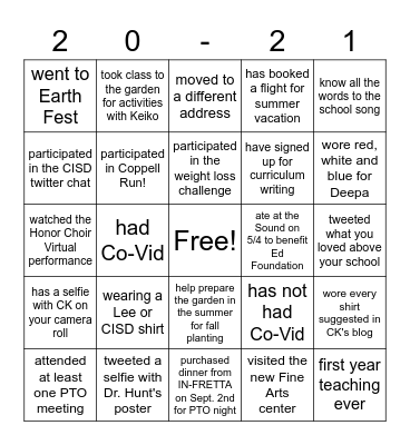 Social Spurs Bingo Card