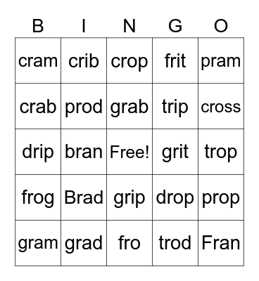 First Grade Bingo Card