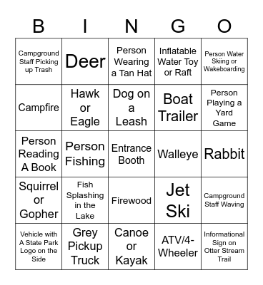 LVRA Scavenger Hunt BINGO Card