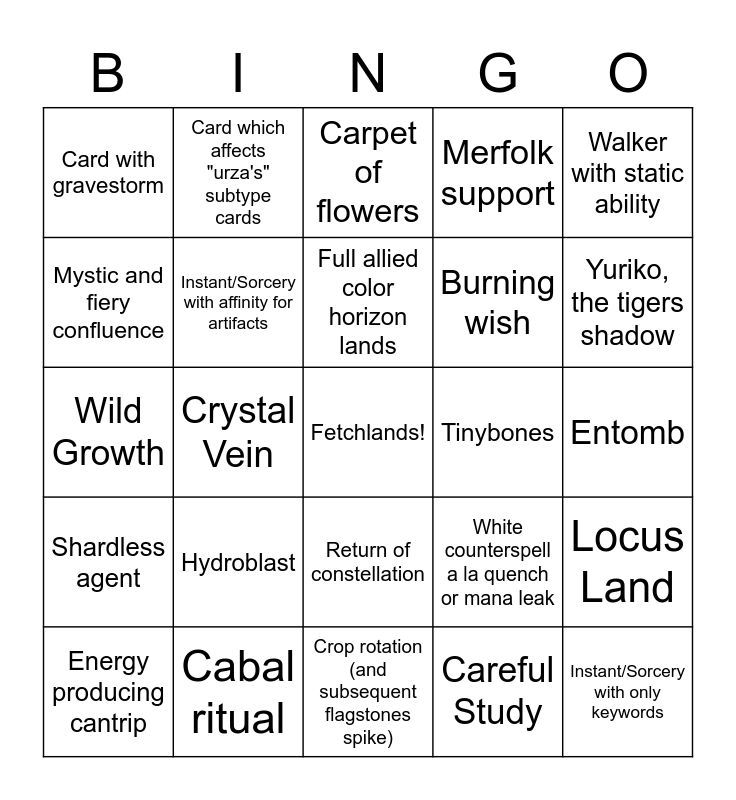 Dart's MH2 BINGO Card