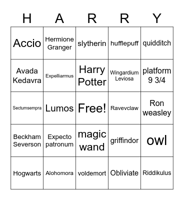 Charms class Bingo Card