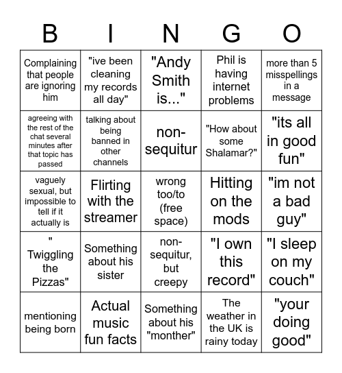 Phil Bingo Card