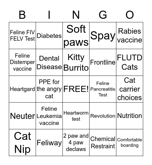 Feline Friendly Bingo Card