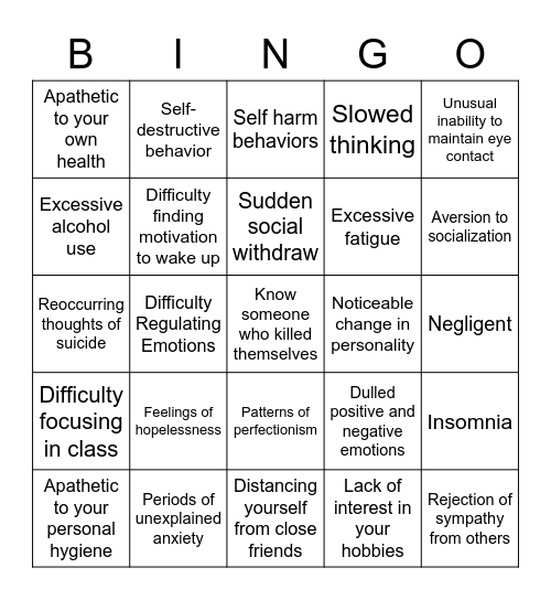 Waterloo Bingo Card