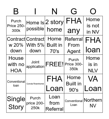 Contract Bingo Card