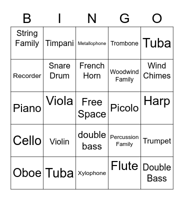 Music Bingo! Bingo Card