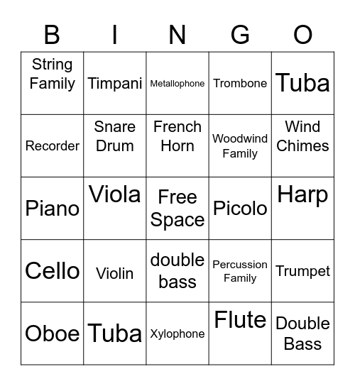 Music Bingo! Bingo Card