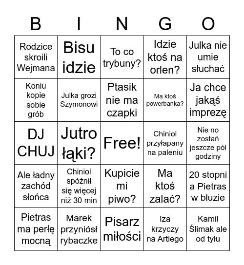 Łąki bingo Card