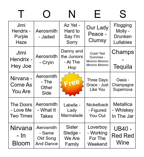 Game Of Tones 5/17/21 Game 5 Bingo Card