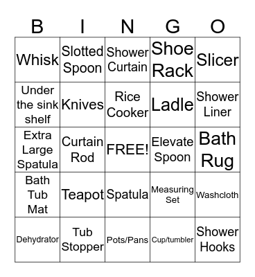 Heather's Shower  -  Bridal Gift Bingo Card