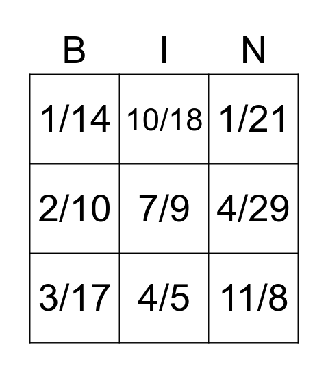 Grade 6 Class 1 Birthday Bingo! Bingo Card