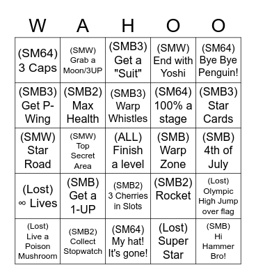 Retro Mario Bingo! Bingo Card