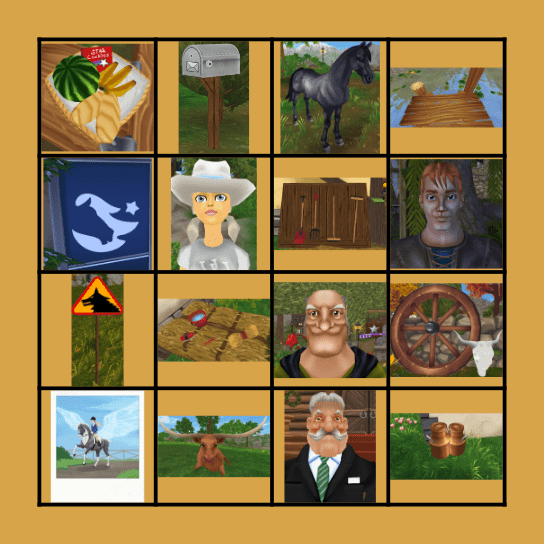 Starstable Bingo Card