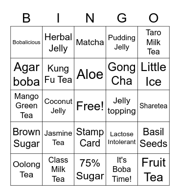 Iris <3 Boba Bingo Card