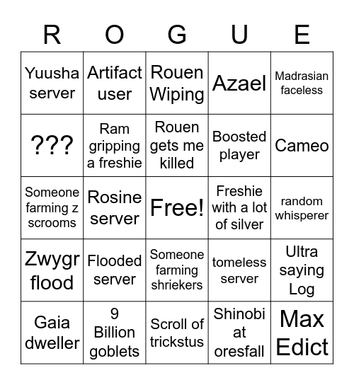 Bingo Lineage Bingo Card