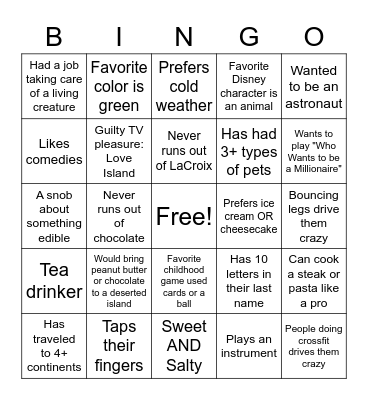 NLPeeps BINGO Card
