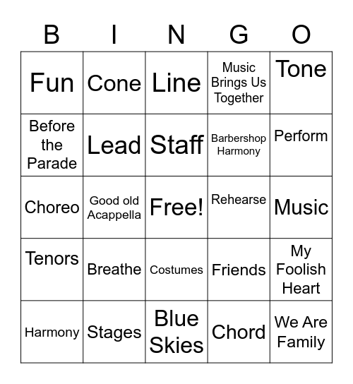 City Voices Bingo Card