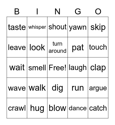 Action 4th grade Bingo Card